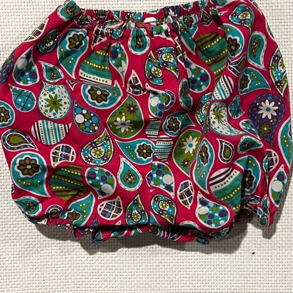 Petit Ami Bright Pink Multicolor Paisley Smocked Dress w Bloomers‎ 12M EUC - Picture 4 of 6